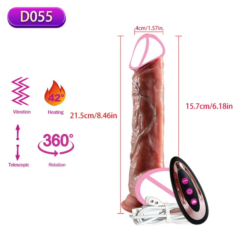 Realistic Vibration Dildo Telescopic Penis Anal Plug Vibration Female Suction Cup Masturbation Sexmachine Sex Toys For Women 18+