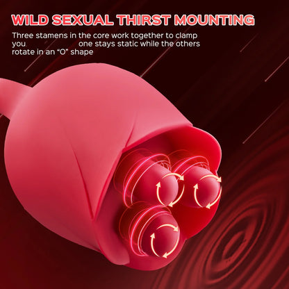 Rose Vibrator, Clitoral Vibrator for Women'sPleasure with 9 Rotating TongueLicking, 9 Vibrating NippleStimulation, and Rec