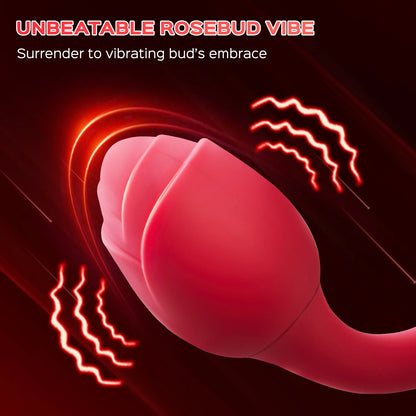 Rose Vibrator, Clitoral Vibrator for Women'sPleasure with 9 Rotating TongueLicking, 9 Vibrating NippleStimulation, and Rec