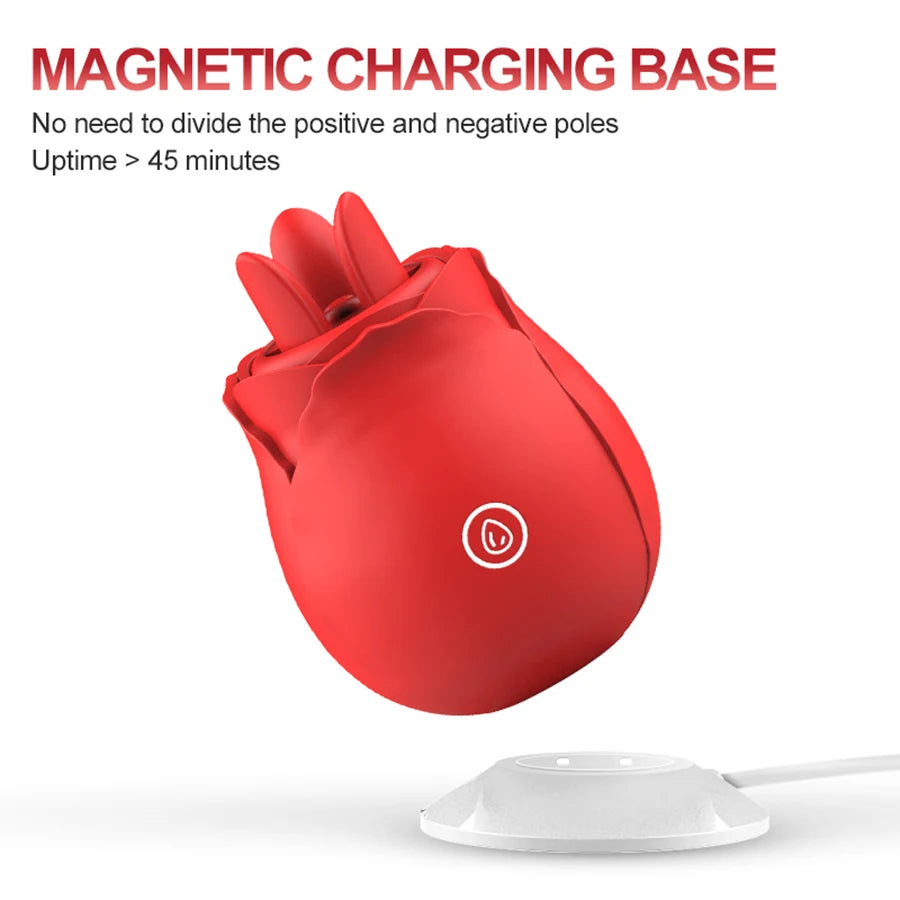 Tri-Petal Rose Vibrator - Simulation Tongue Licking with 10 Frequency Modes,Waterproof, Clitoral Stimulator Adult Sex Toy