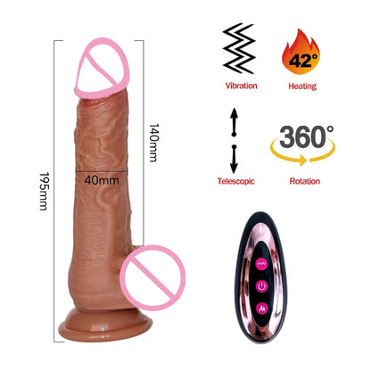 Realistic Vibration Dildo Telescopic Penis Anal Plug Vibration Female Suction Cup Masturbation Sexmachine Sex Toys For Women 18+
