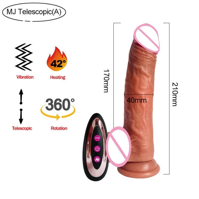 Realistic Vibration Dildo Telescopic Penis Anal Plug Vibration Female Suction Cup Masturbation Sexmachine Sex Toys For Women 18+