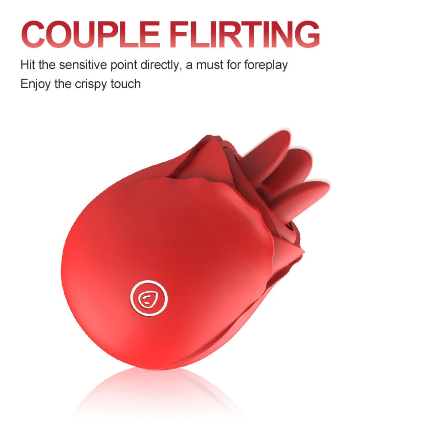 Tri-Petal Rose Vibrator - Simulation Tongue Licking with 10 Frequency Modes,Waterproof, Clitoral Stimulator Adult Sex Toy