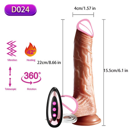 Realistic Vibration Dildo Telescopic Penis Anal Plug Vibration Female Suction Cup Masturbation Sexmachine Sex Toys For Women 18+