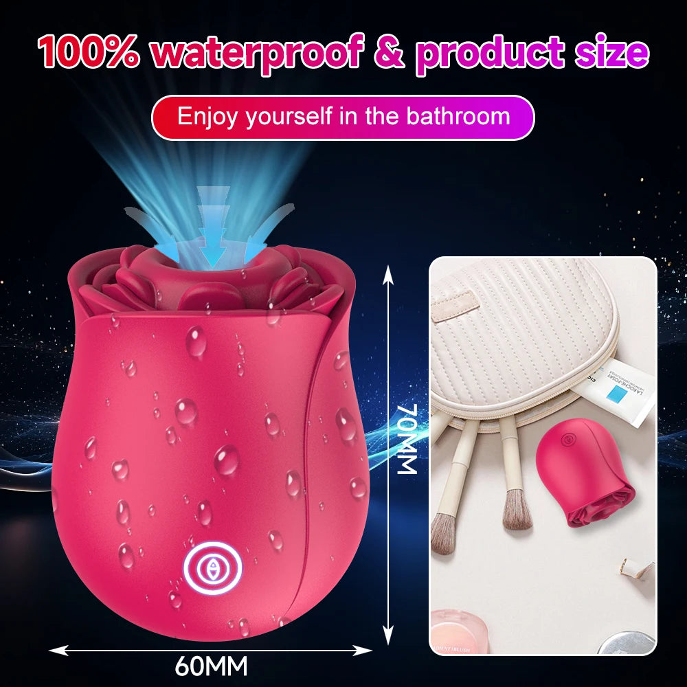 Powerful Sucking Rose Vibrator For Women 2 IN 1 Tongue Licking Oral Nipple Clitoris Massager Sex Toys Goods for Female Adults