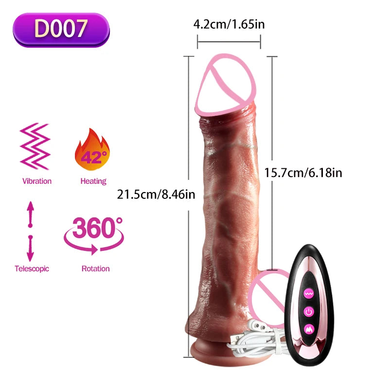 Realistic Vibration Dildo Telescopic Penis Anal Plug Vibration Female Suction Cup Masturbation Sexmachine Sex Toys For Women 18+