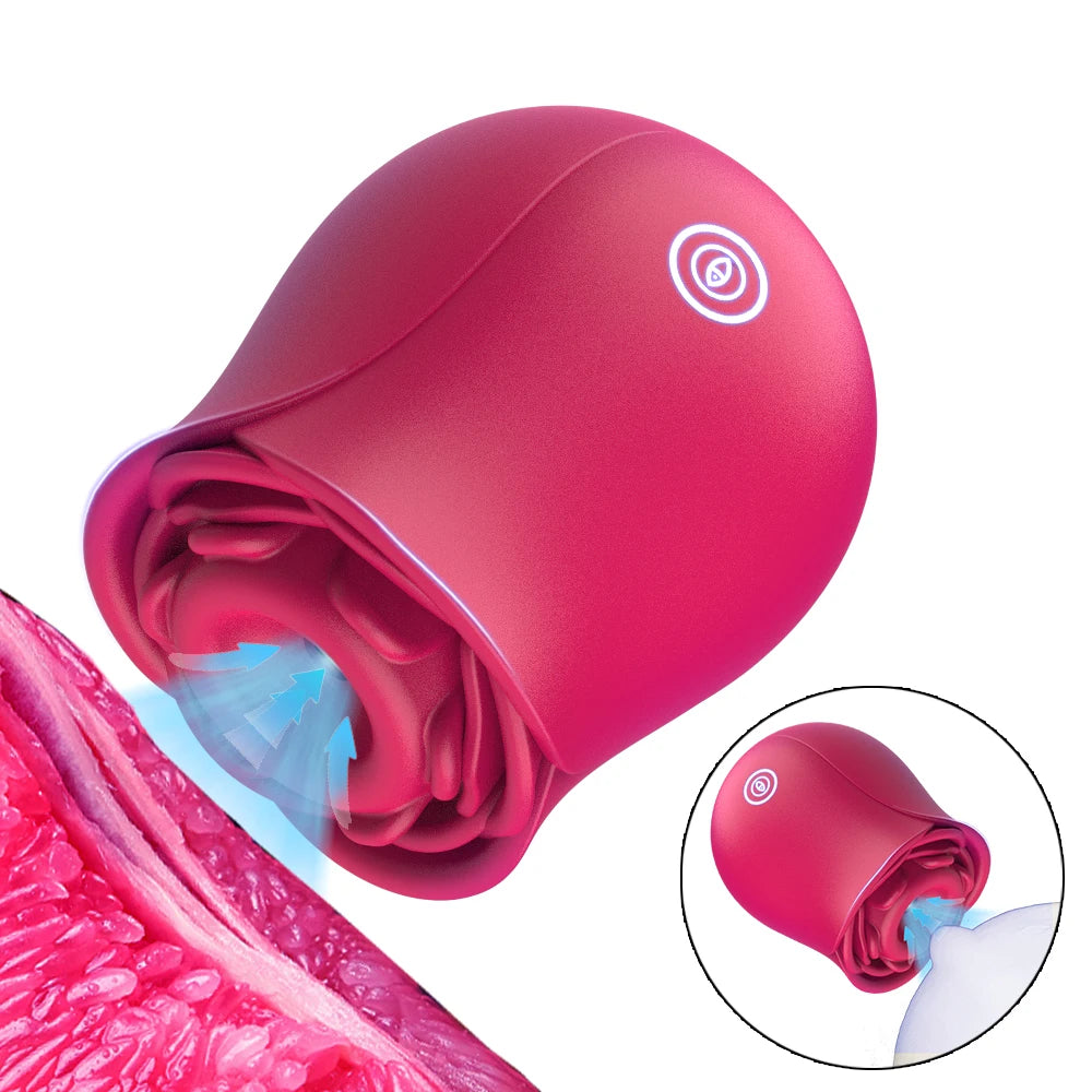 Powerful Sucking Rose Vibrator For Women 2 IN 1 Tongue Licking Oral Nipple Clitoris Massager Sex Toys Goods for Female Adults