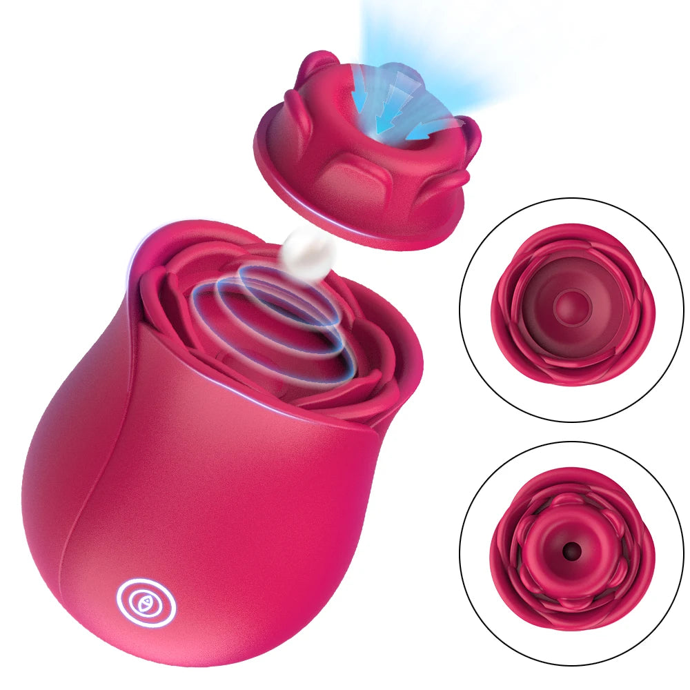 Powerful Sucking Rose Vibrator For Women 2 IN 1 Tongue Licking Oral Nipple Clitoris Massager Sex Toys Goods for Female Adults