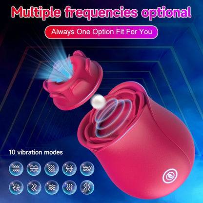 Powerful Sucking Rose Vibrator For Women 2 IN 1 Tongue Licking Oral Nipple Clitoris Massager Sex Toys Goods for Female Adults