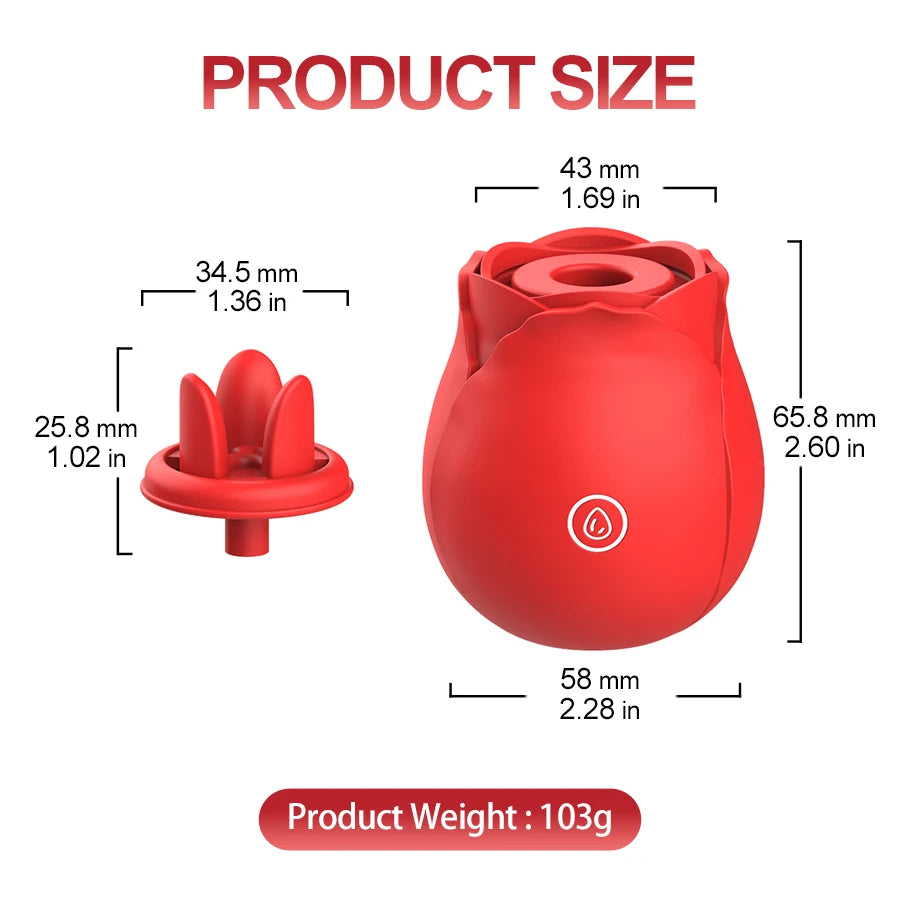Tri-Petal Rose Vibrator - Simulation Tongue Licking with 10 Frequency Modes,Waterproof, Clitoral Stimulator Adult Sex Toy