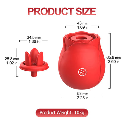 Tri-Petal Rose Vibrator - Simulation Tongue Licking with 10 Frequency Modes,Waterproof, Clitoral Stimulator Adult Sex Toy