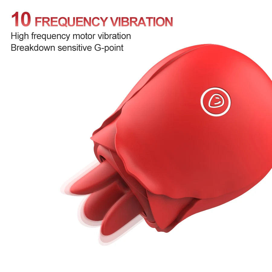 Tri-Petal Rose Vibrator - Simulation Tongue Licking with 10 Frequency Modes,Waterproof, Clitoral Stimulator Adult Sex Toy