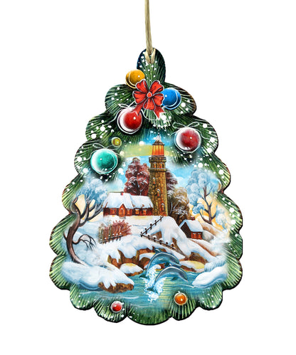 Lighthouse Tree Christmas Door Decor by G. DeBrekht - Coastal Holiday Decor - 8119185H