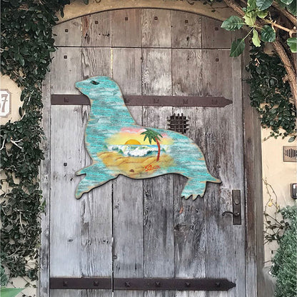 Sea Lion Coastal Door Decor by G. DeBrekht - Coastal Holiday Decor - 8198532H